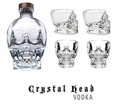 Crystal Head Coffret Cadeau Vodka avec 4 Verres a Shot 0.7 L